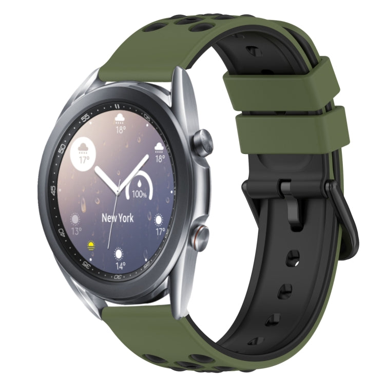 For Samsung Galaxy Watch3 45mm 22mm Two-Color Porous Silicone Watch Band