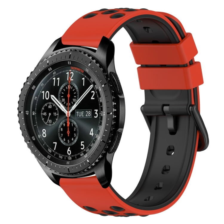 For Samsung Gear S3 Frontier 22mm Two-Color Porous Silicone Watch Band