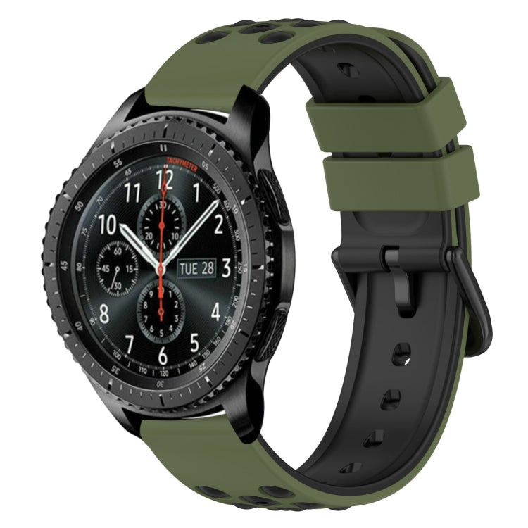 For Samsung Gear S3 Frontier 22mm Two-Color Porous Silicone Watch Band