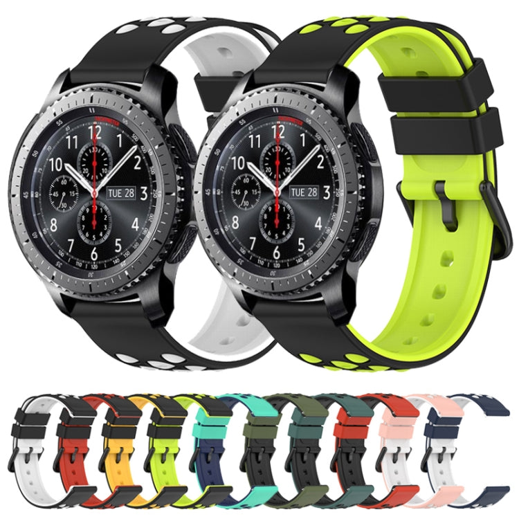 For Samsung Gear S3 Frontier 22mm Two-Color Porous Silicone Watch Band