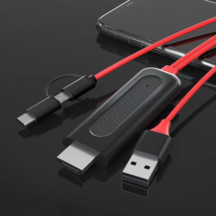 2 in 1 USB C Micro USB, Android Weton MHL to TV HDMI Adapter 1080P HD HDTV Mirroring & Charging Cable, to TV Projector Monitor