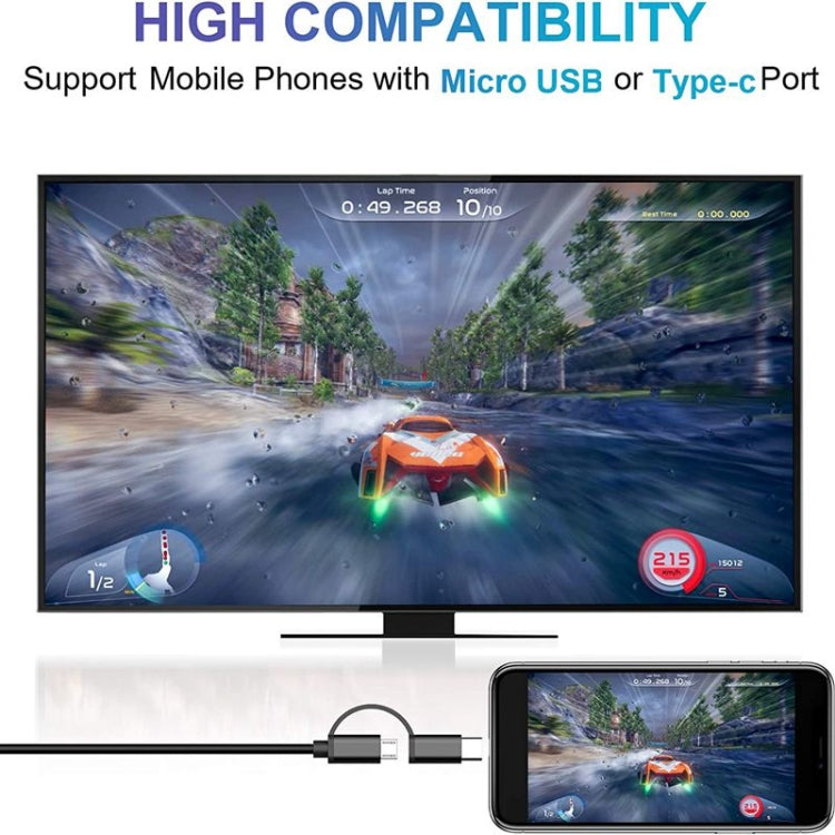 2 in 1 USB C Micro USB, Android Weton MHL to TV HDMI Adapter 1080P HD HDTV Mirroring & Charging Cable, to TV Projector Monitor