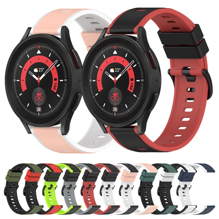 For Samsung Galaxy Watch4 44mm 20mm Two-Color Silicone Watch Band