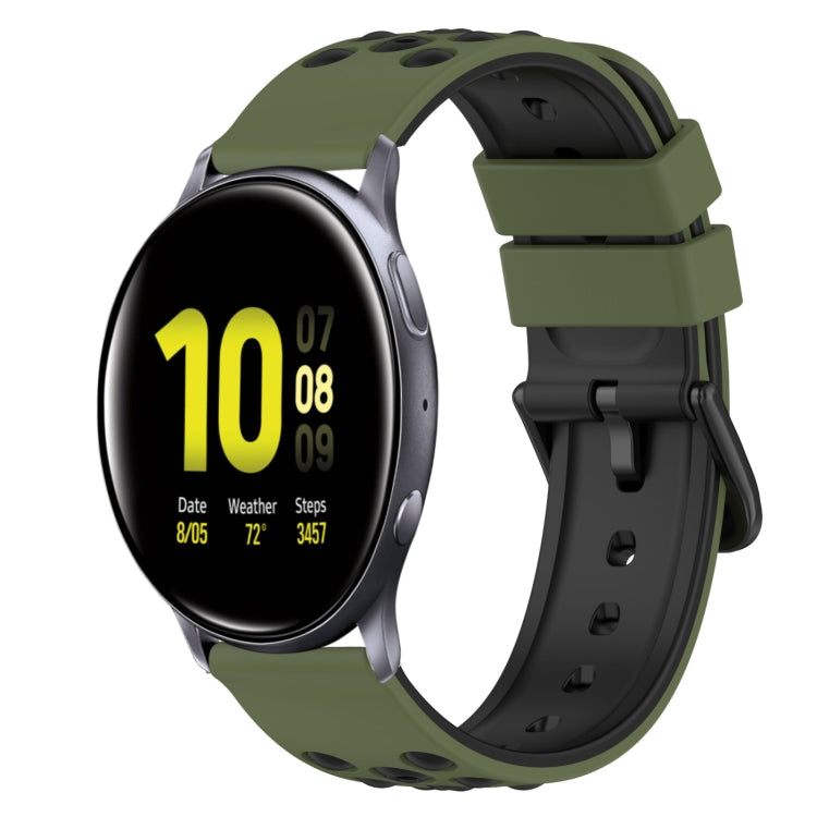 For Samsung Galaxy Watch Active2 44mm 20mm Two-Color Silicone Watch Band