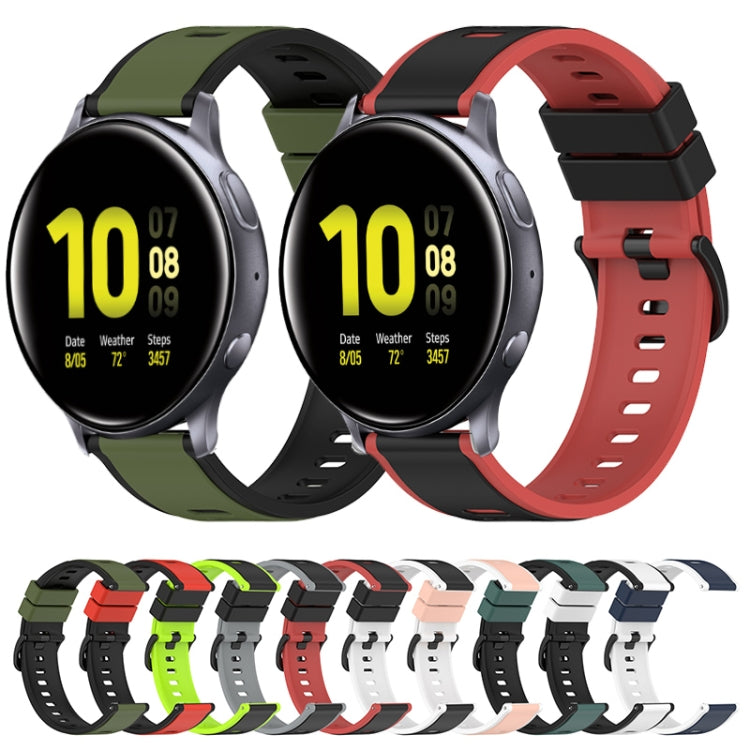 For Samsung Galaxy Watch Active2 44mm 20mm Two-Color Silicone Watch Band