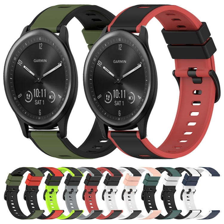 For Garmin Vivomove Sport 20mm Two-Color Silicone Watch Band