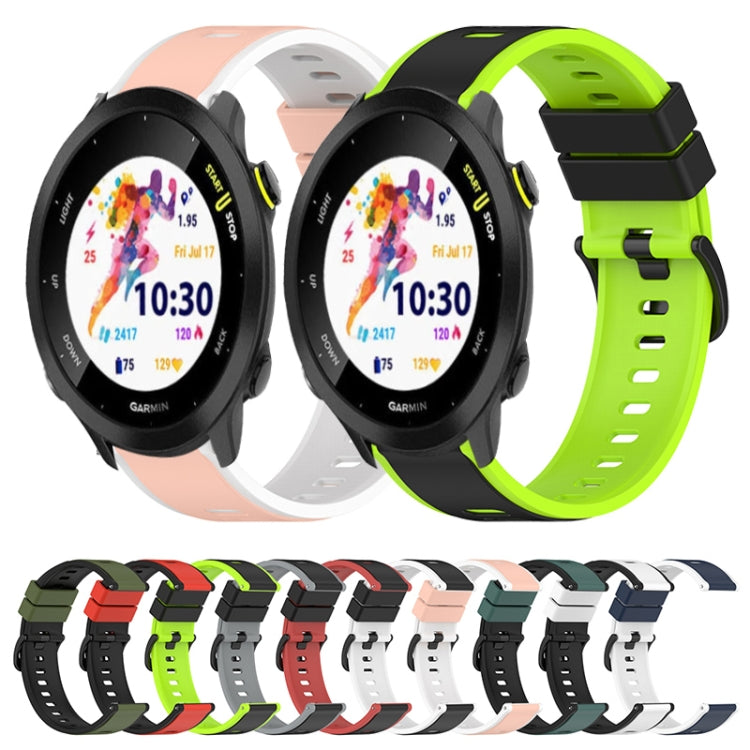 For Garmin Forerunner 55 20mm Two-Color Silicone Watch Band
