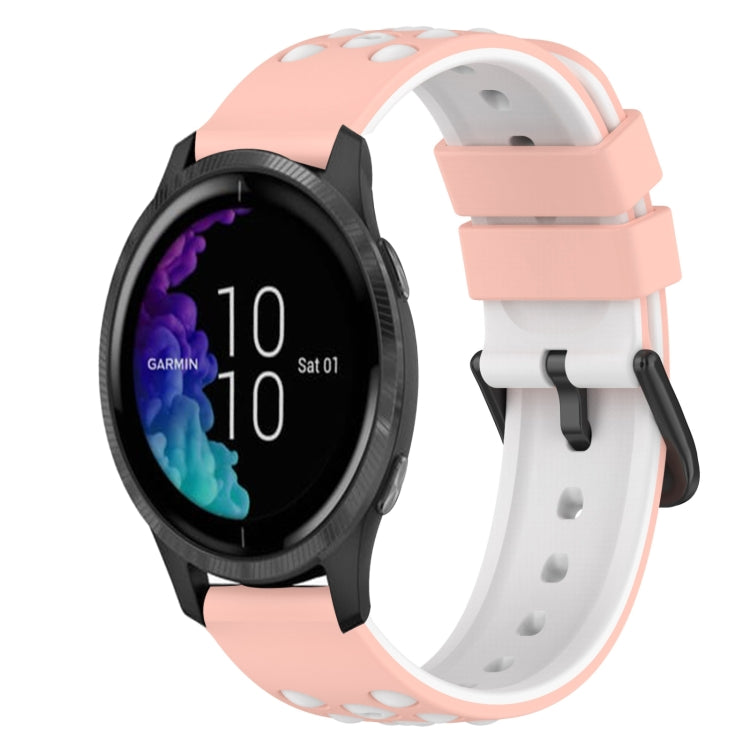 For Garmin Venu 20mm Two-Color Silicone Watch Band