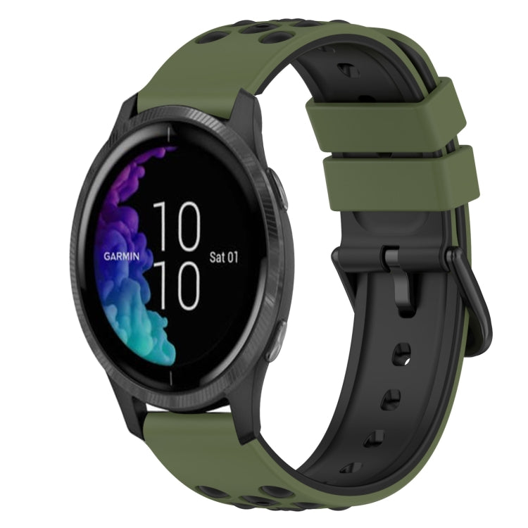 For Garmin Venu 20mm Two-Color Silicone Watch Band