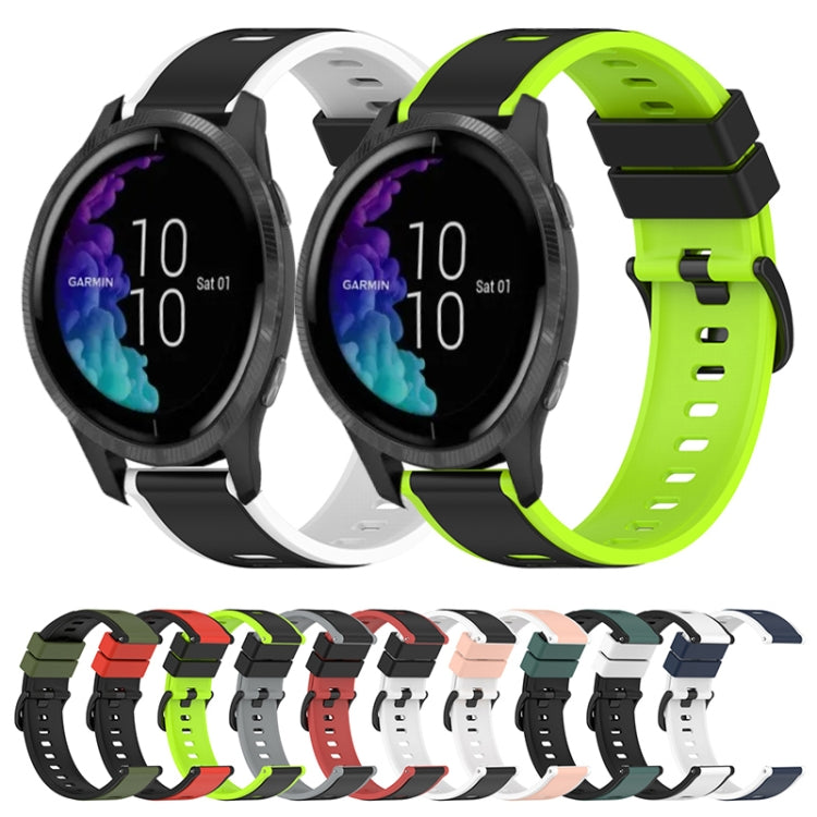 For Garmin Venu 20mm Two-Color Silicone Watch Band