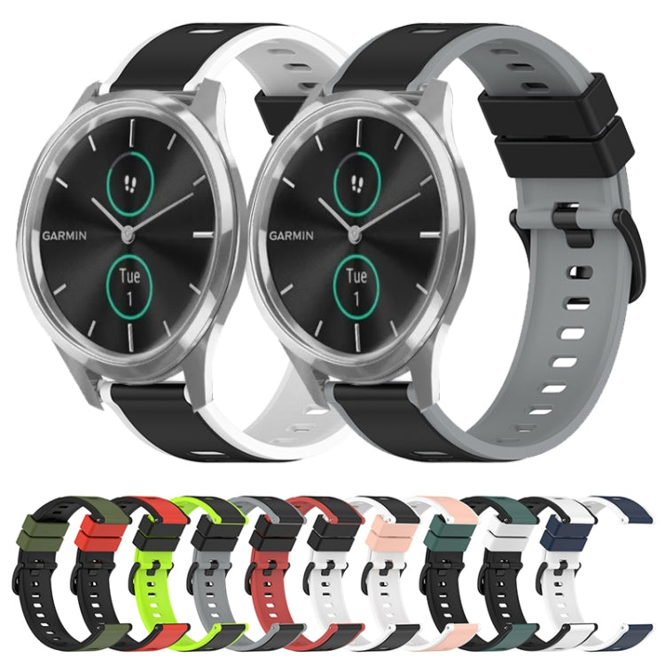 For Garmin Garminmove Luxe 20mm Two-Color Silicone Watch Band