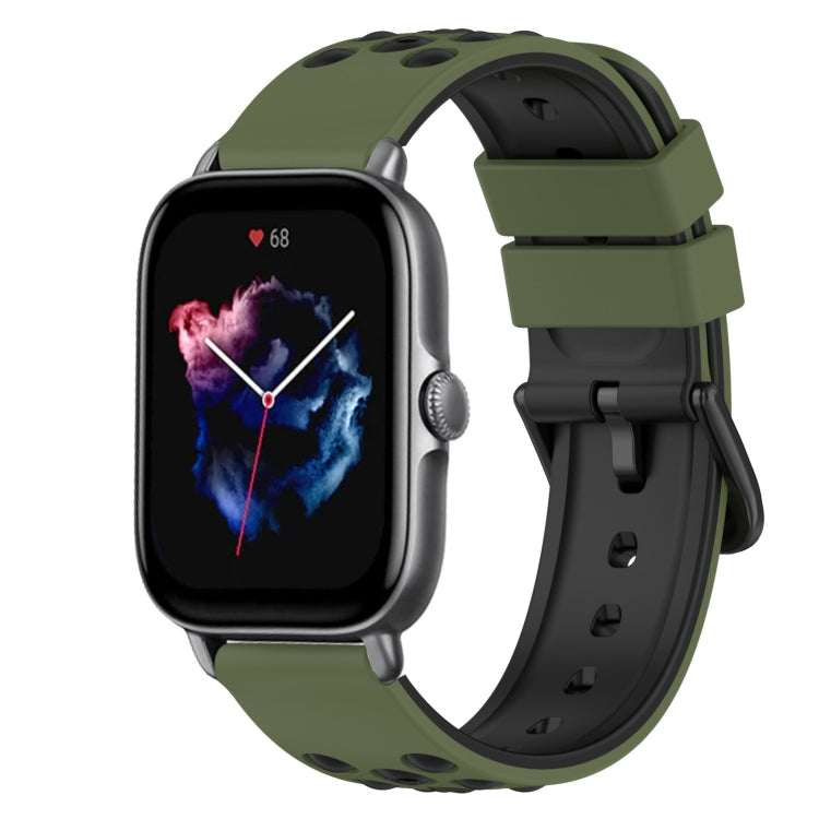 For Amazfit GTS 3 20mm Two-Color Silicone Watch Band