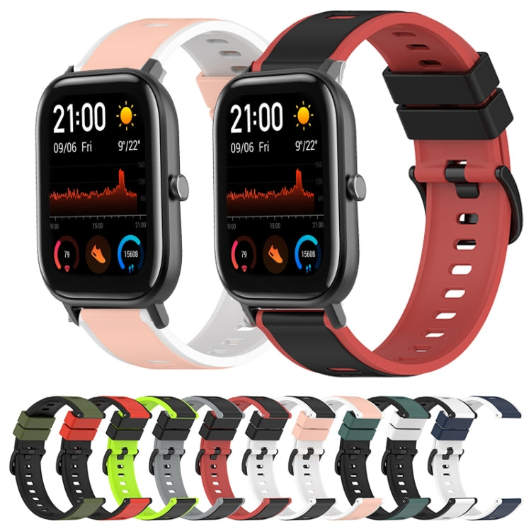 For Amazfit GTS 2 20mm Two-Color Silicone Watch Band