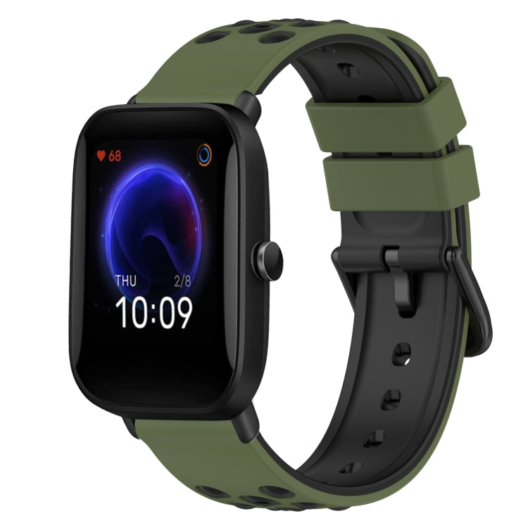For Amazfit Pop Pro 20mm Two-Color Silicone Watch Band