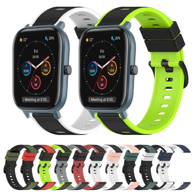 For Amazfit Pop Pro 20mm Two-Color Silicone Watch Band