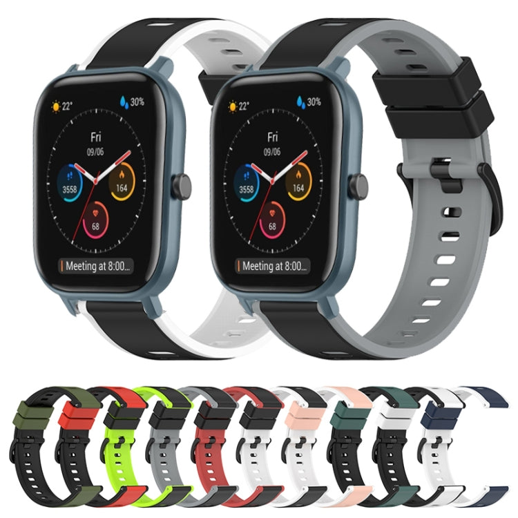 For Amazfit Pop 20mm Two-Color Silicone Watch Band