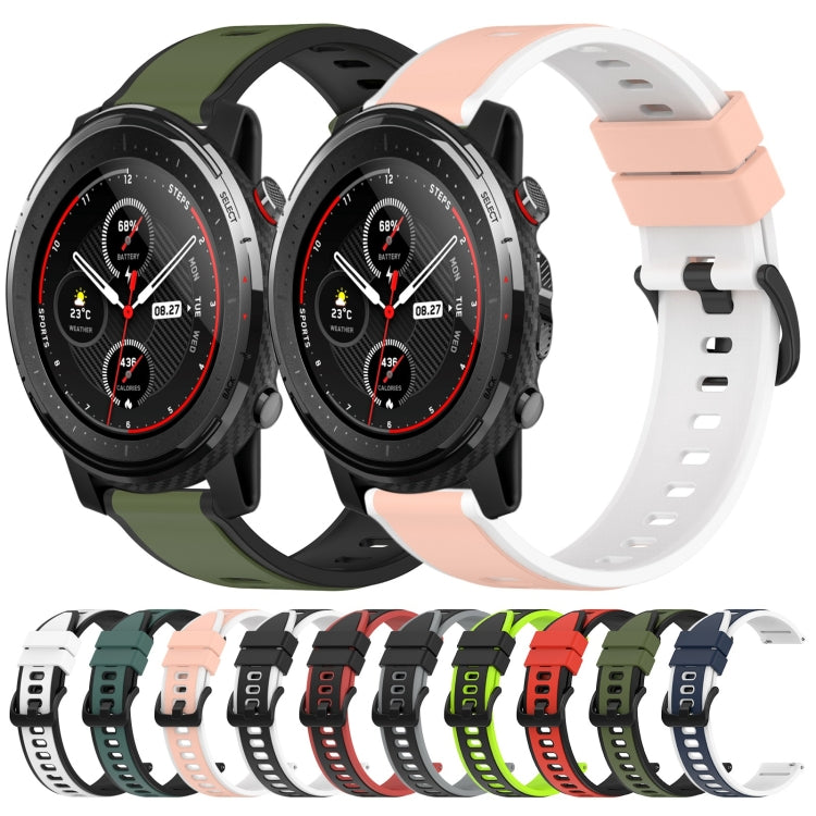 For Amazfit 3 22mm Two-Color Silicone Watch Band