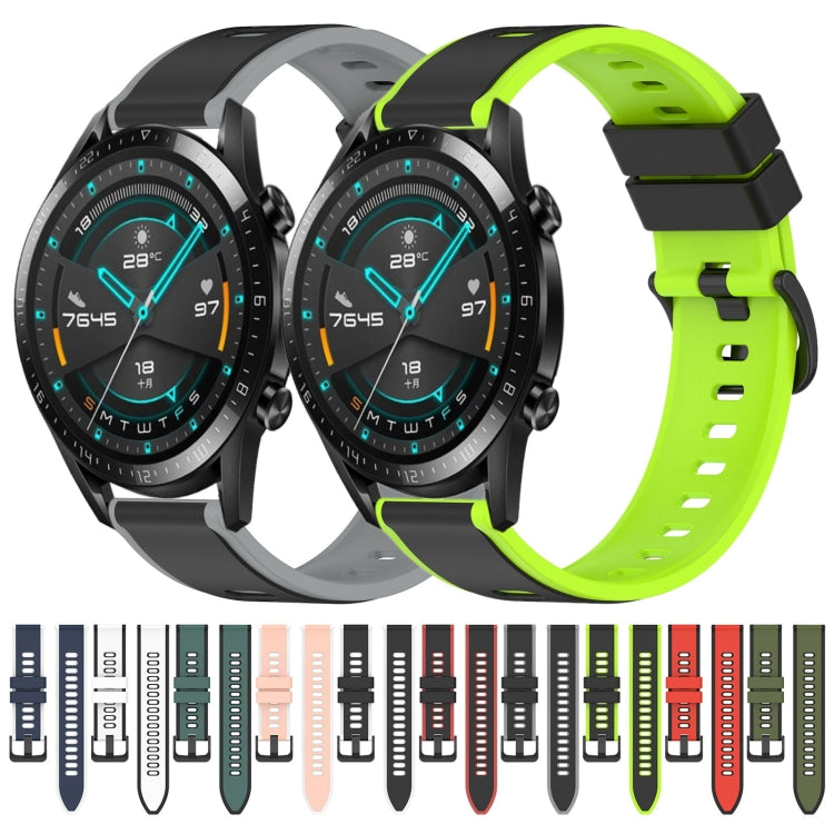 For Huawei GT2 46mm 22mm Two-Color Silicone Watch Band