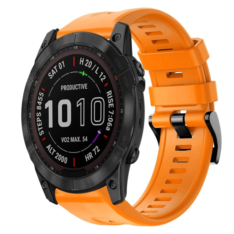 For Garmin Fenix 7X Metal Buckle Solid Color Silicone Watch Band