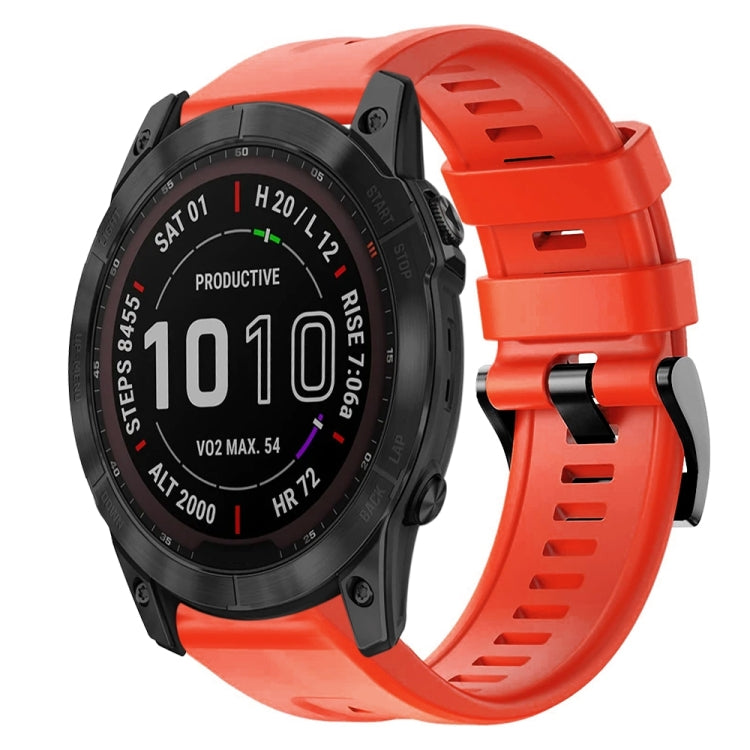 For Garmin Fenix 7X Metal Buckle Solid Color Silicone Watch Band