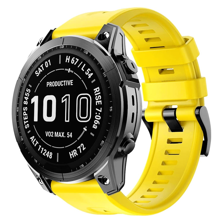 For Garmin Fenix 7X Metal Buckle Solid Color Silicone Watch Band