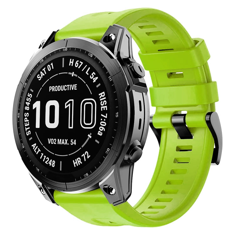 For Garmin Fenix 7X Metal Buckle Solid Color Silicone Watch Band