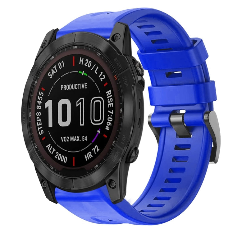 For Garmin Fenix 7X Metal Buckle Solid Color Silicone Watch Band