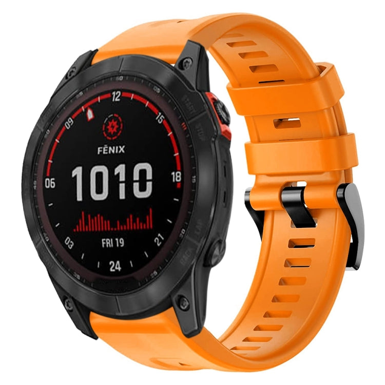 For Garmin Fenix 7X Solar Metal Buckle Solid Color Silicone Watch Band