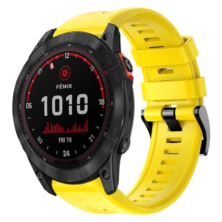 For Garmin Fenix 7X Solar Metal Buckle Solid Color Silicone Watch Band