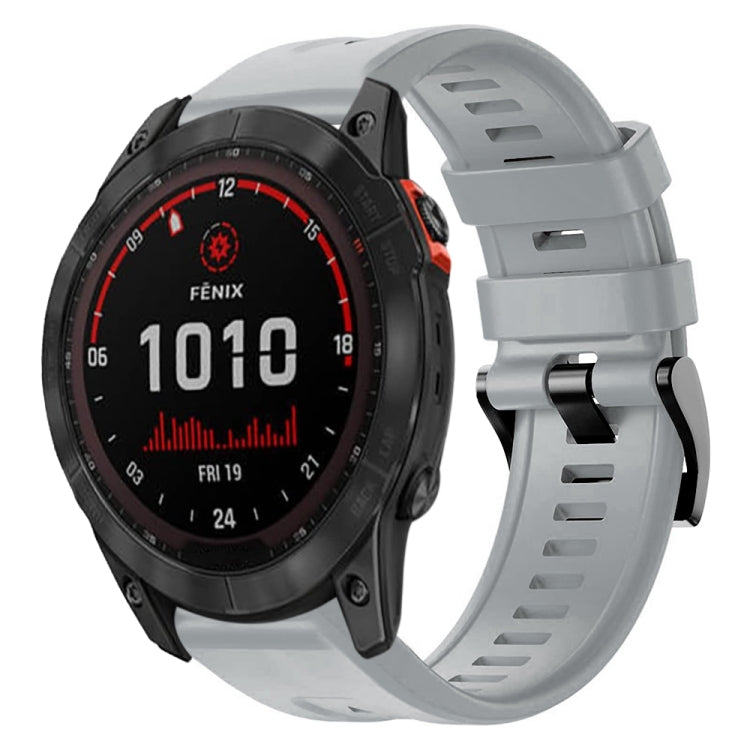 For Garmin Fenix 7X Solar Metal Buckle Solid Color Silicone Watch Band