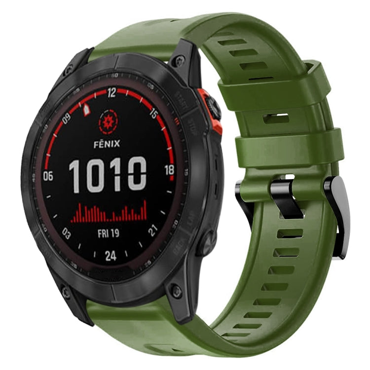 For Garmin Fenix 7X Solar Metal Buckle Solid Color Silicone Watch Band
