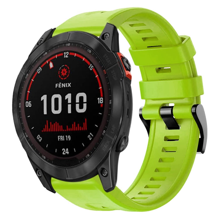 For Garmin Fenix 7X Solar Metal Buckle Solid Color Silicone Watch Band