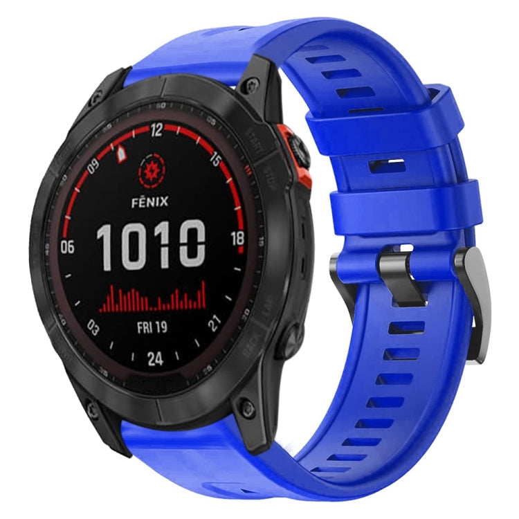 For Garmin Fenix 7X Solar Metal Buckle Solid Color Silicone Watch Band