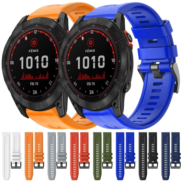 For Garmin Fenix 7X Solar Metal Buckle Solid Color Silicone Watch Band