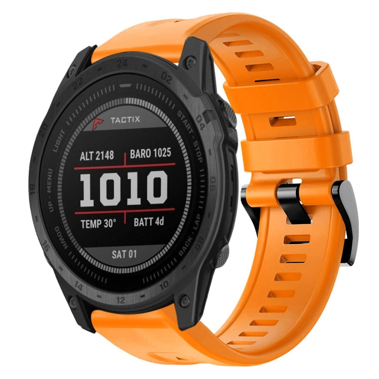 For Garmin Tactix 7 Metal Buckle Solid Color Silicone Watch Band