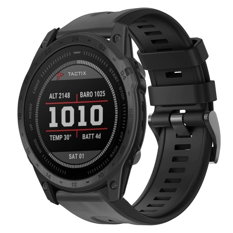 For Garmin Tactix 7 Metal Buckle Solid Color Silicone Watch Band