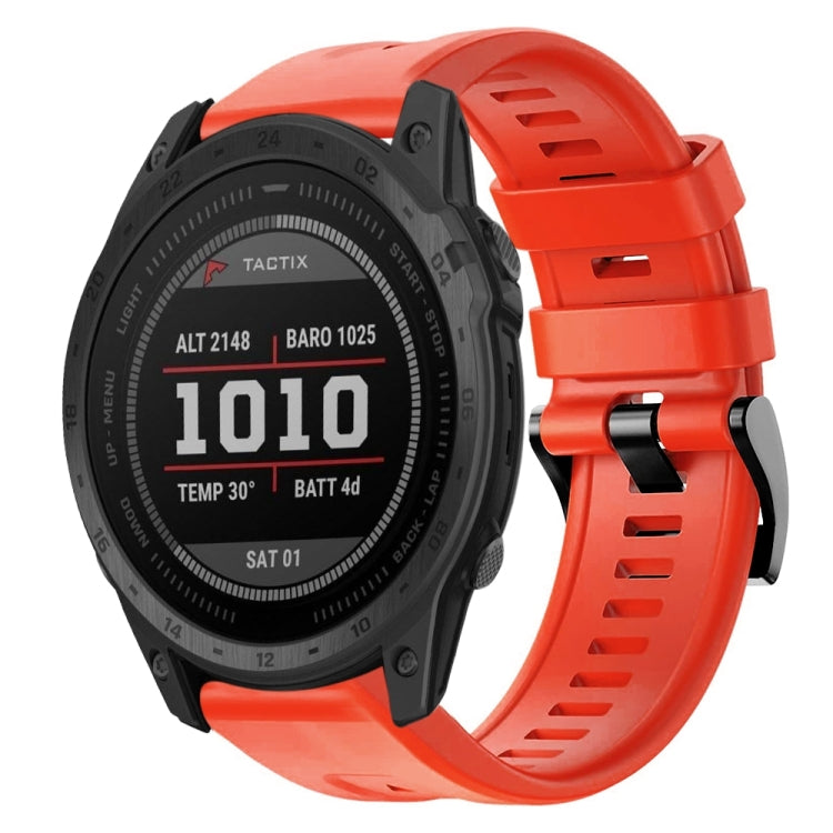 For Garmin Tactix 7 Metal Buckle Solid Color Silicone Watch Band
