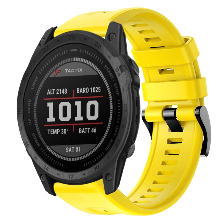 For Garmin Tactix 7 Metal Buckle Solid Color Silicone Watch Band