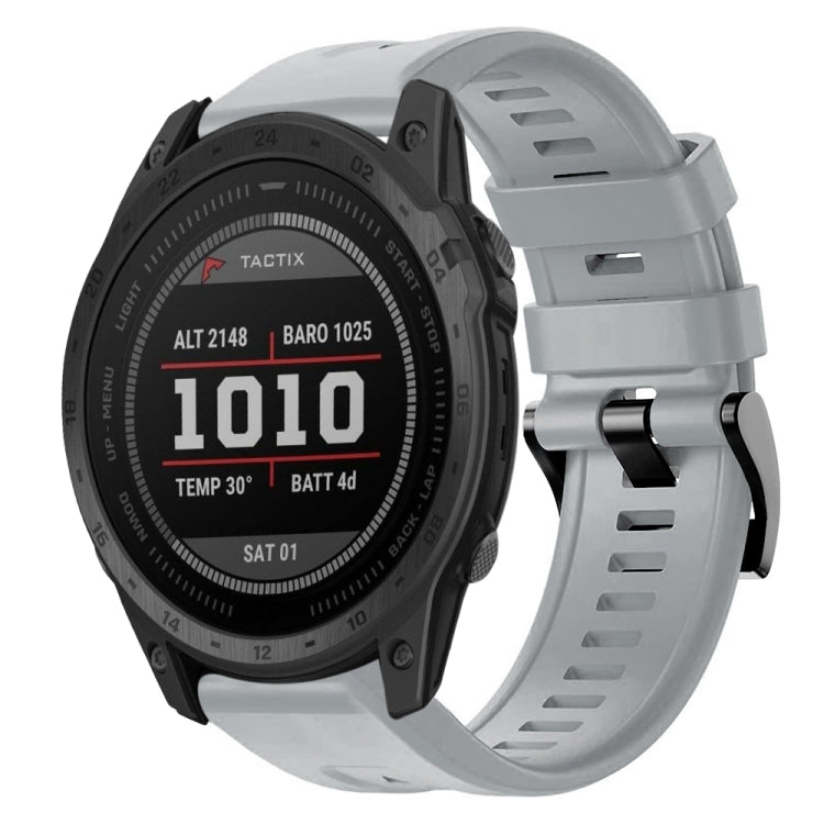For Garmin Tactix 7 Metal Buckle Solid Color Silicone Watch Band