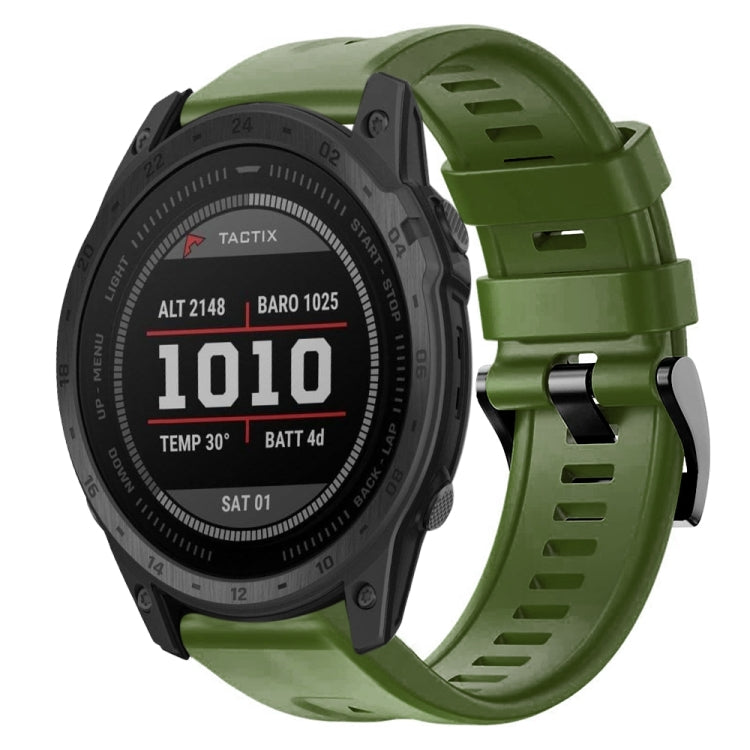 For Garmin Tactix 7 Metal Buckle Solid Color Silicone Watch Band