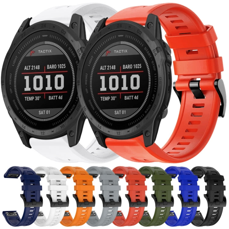 For Garmin Tactix 7 Metal Buckle Solid Color Silicone Watch Band
