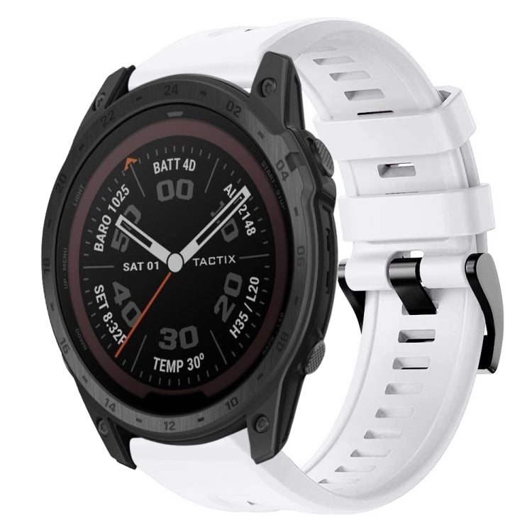 For Garmin Tactix 7 Pro Metal Buckle Solid Color Silicone Watch Band
