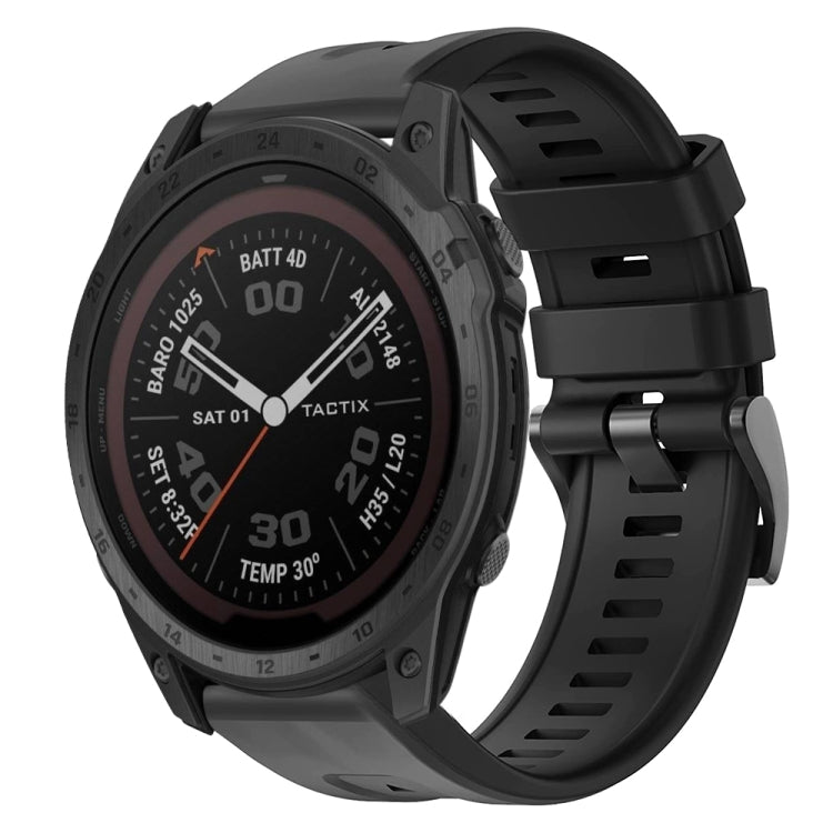 For Garmin Tactix 7 Pro Metal Buckle Solid Color Silicone Watch Band