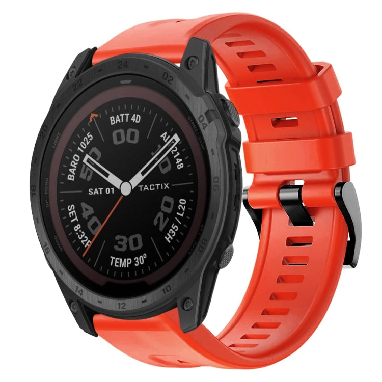 For Garmin Tactix 7 Pro Metal Buckle Solid Color Silicone Watch Band