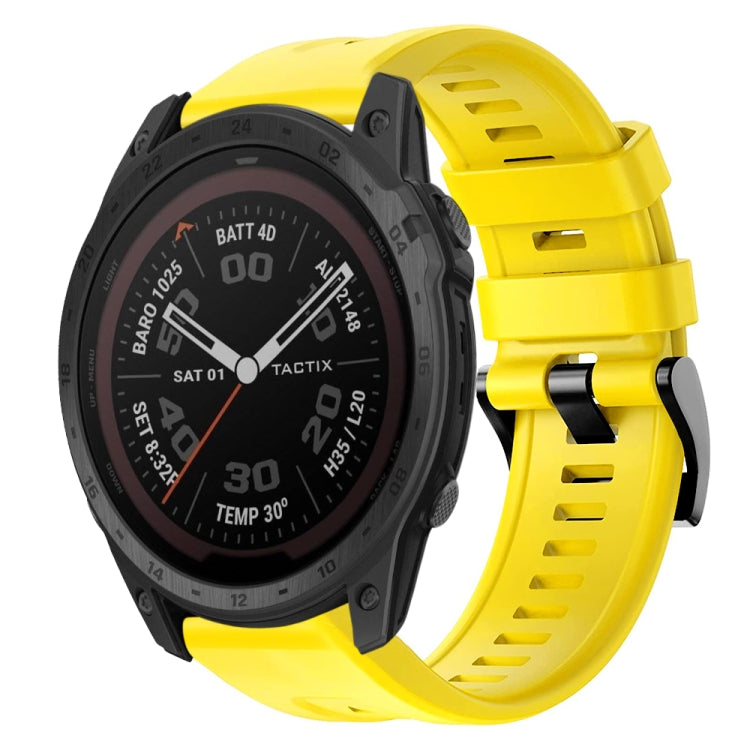 For Garmin Tactix 7 Pro Metal Buckle Solid Color Silicone Watch Band