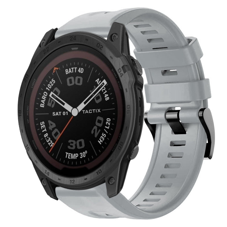 For Garmin Tactix 7 Pro Metal Buckle Solid Color Silicone Watch Band