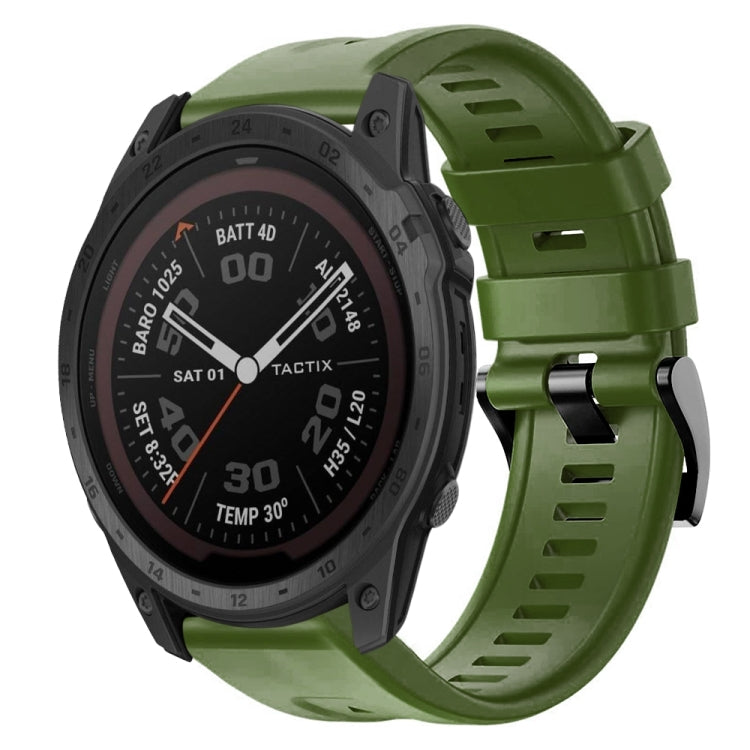 For Garmin Tactix 7 Pro Metal Buckle Solid Color Silicone Watch Band