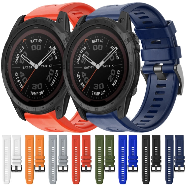 For Garmin Tactix 7 Pro Metal Buckle Solid Color Silicone Watch Band
