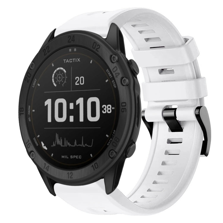 For Garmin Tactix Delta Metal Buckle Solid Color Silicone Watch Band