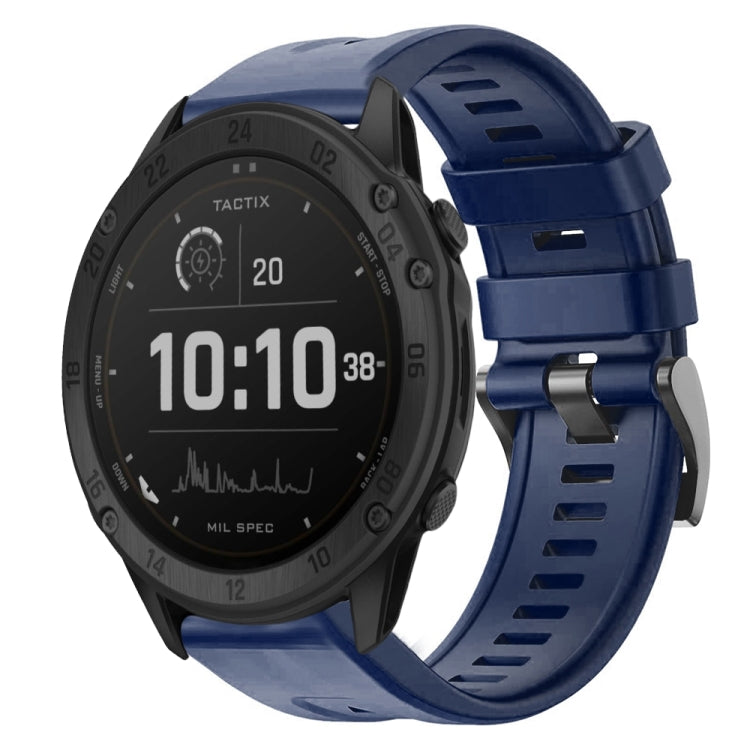 For Garmin Tactix Delta Metal Buckle Solid Color Silicone Watch Band
